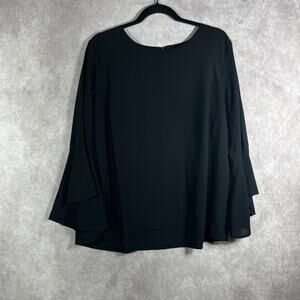Goldray Blouse Top Womens Size XL Black Bell Sleeve Lined Casual Business Career